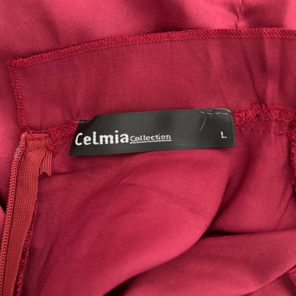 Satiny Sleek Blouse with Pearl Mock Neck Long Sleeves Size Large - Picture 7 of 9